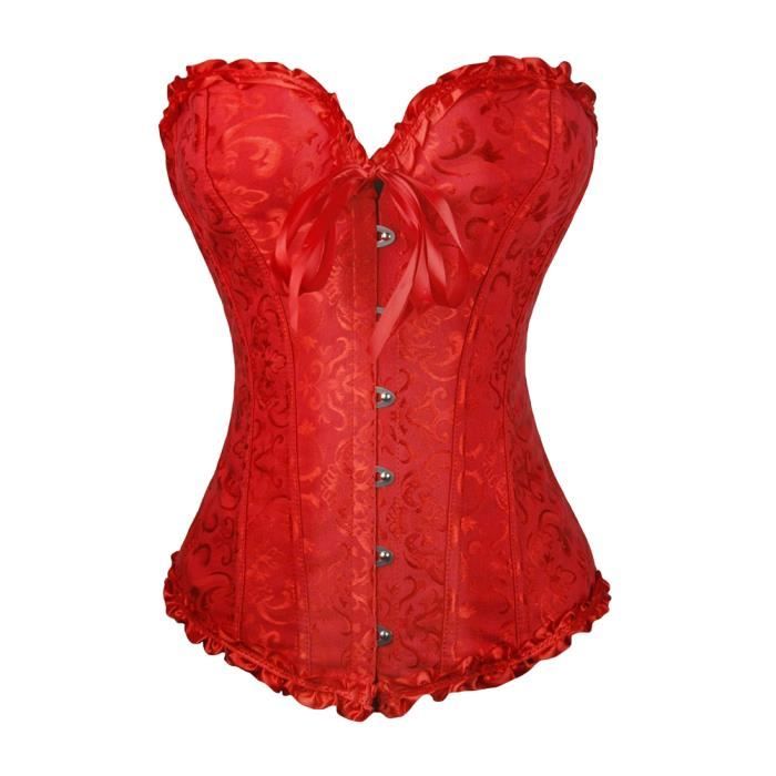 Femme Corset Jacquard Lacets Chic Grande Tailles Bustier PushUp