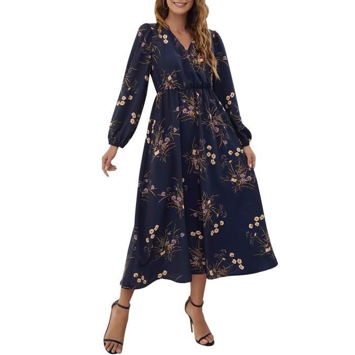 Robe Tunique ONLY à Manches Longues - Imprimé Floral - 100% Polyester - Ceinture Nouable