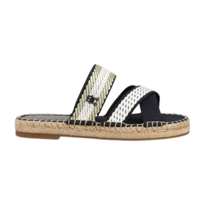 TOMMY HILFIGER GOLDEN WEBBING Espadrille Plate Femme Bleu jean