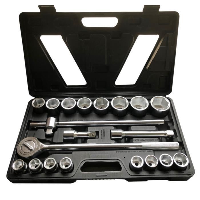 Coffret Clé à cliquet Poids lourds Camion 21 Pièces en 3/4'' douilles de 19 à 50mm