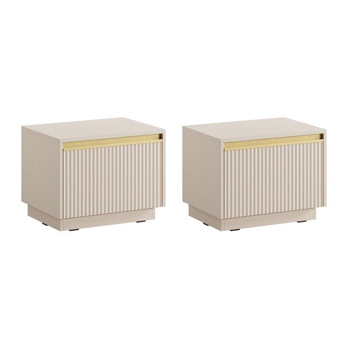 Lot De 2 Tables De Chevet Suspendues - 1 Tiroir - Effet Marbre Blanc Azelno 91796620