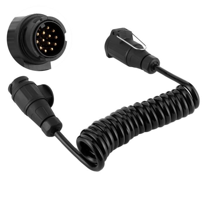 Cordon Spiralé électrique Pour Remorque - 5 Mètres - Alimentation Feux Arrière - Compatible Camping-car Et Remorque - HEMOBLLO