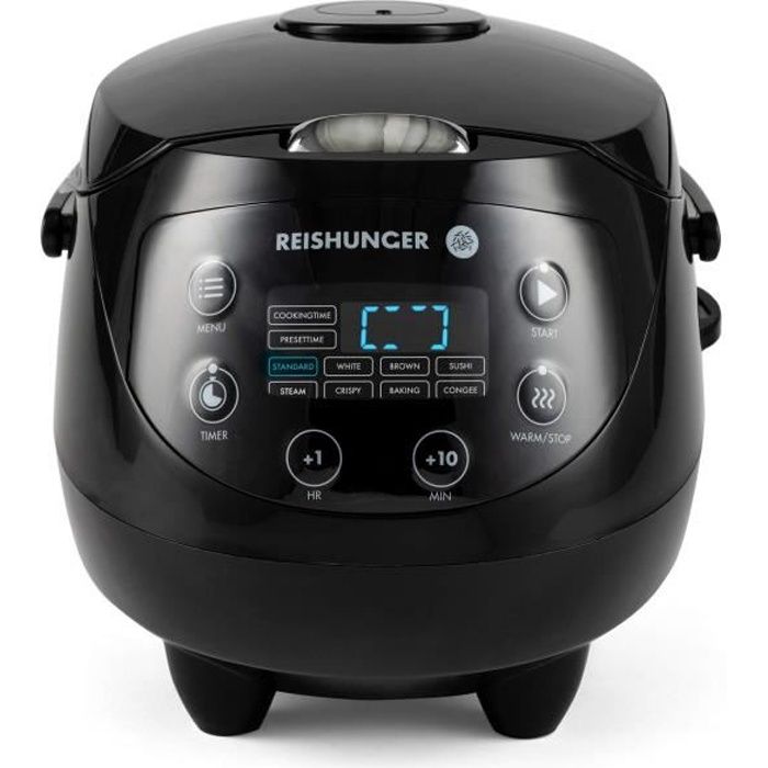 Reishunger Mini cuiseur à riz numérique 06l-350W-220V Multicuiseur avec 8 programmes noir technologie 7 phases minuterie - Reishunger