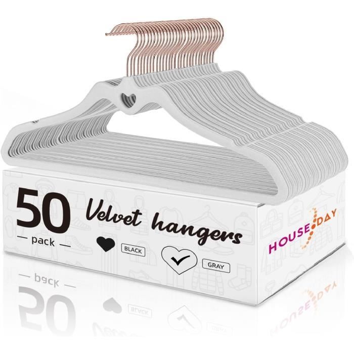 NT Lot de 50 cintres pivotants avec boutons-pression Noir