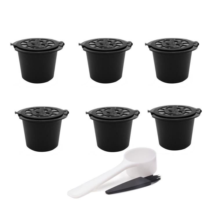 7 Capsules Café Réutilisables SNAGAROG - Compatibles Machines Expresso + Cuillère & Brosse Nettoyage
