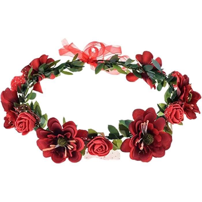 Couronne Fleur Cheveux Boheme Couronne De Fleurs Pour Cheveux Rouge