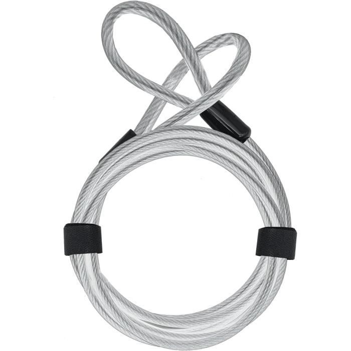 URBAN Câble Antivol 5.200L – Extension 200 Cm, Acier Tressé Boucle, Pour Bloc-disque Moto, Casque, Vélo, Trottinette