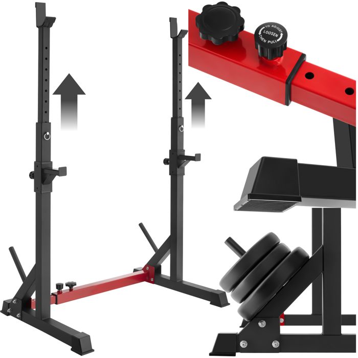 Appareil de sport - TECTAKE - Support APOLLO multi-fonction pour squat ou développé couché réglable 120 x 68 x 167 cm - Noir