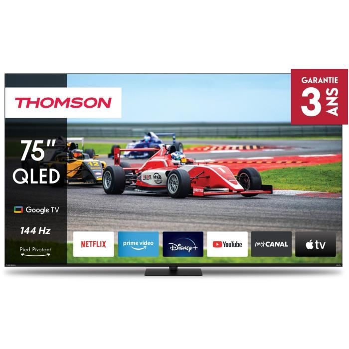Google TV 75 QLED Pro avec pied central rotatif 144Hz 190cm 2024 - vue 6