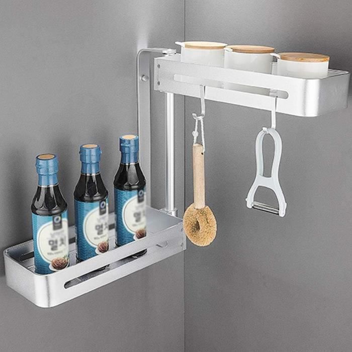 Range-cuisine Multifonctionnel SODIAL Avec Porte-épices – Rangement Mural Universel, Bois, 30 Cm