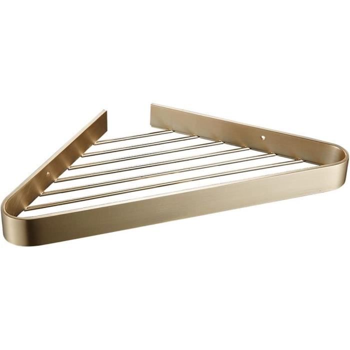 Étagère Murale Triangulaire 3 Niveaux - Panier Filet Doré Avec Crochet | Pour Salle De Bain, Cuisine, Angle | Design Géométrique