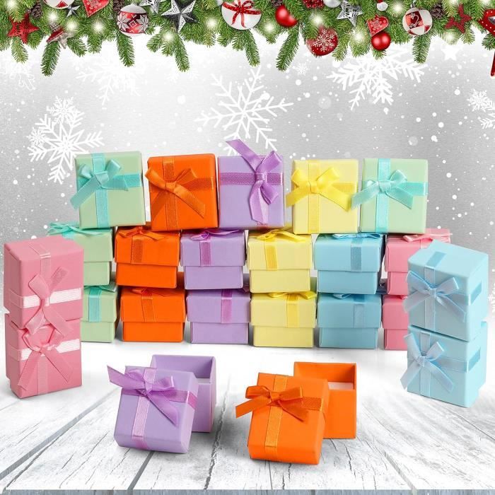KUMSODE Lot De 6 Boîtes Cadeau Bijoux Noires 8x8x2 Cm – Carton Épais Élégant Et Discret Pour Bagues, Boucles, Pendentifs
