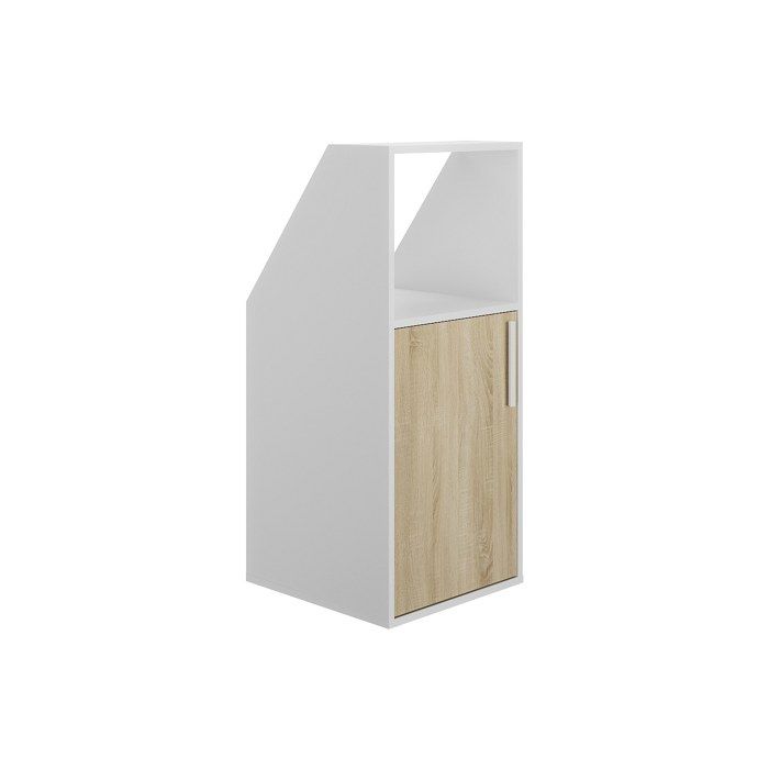 Meuble sous pente 1 porte et 1 niche - Blanc et naturel - ADEZIO Meuble sous pente 1 porte et 1 niche - Blanc et naturel - ADEZIO