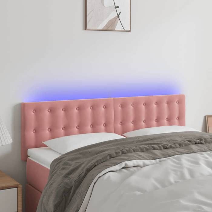 vidaXL Tête de Lit à LED Meuble de Chambre à Coucher Accessoire de Lit Double Tête de Cadre de Lit Intérieur Rose 3122099