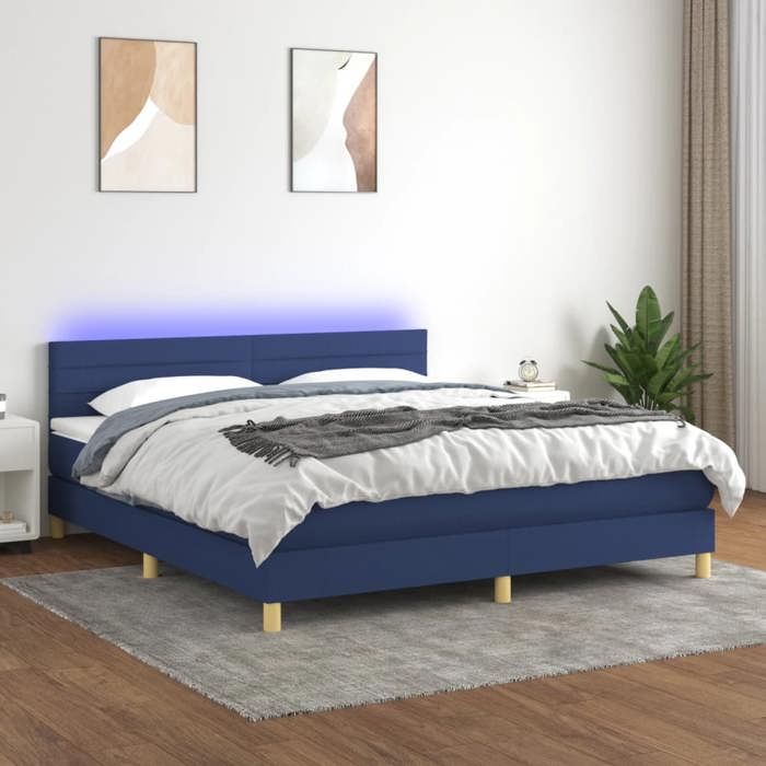 vidaXL Sommier à Lattes de Lit avec Matelas et LED Lit Rembourré Lit Double Lit Adulte de Chambre à Coucher Intérieur 3133819