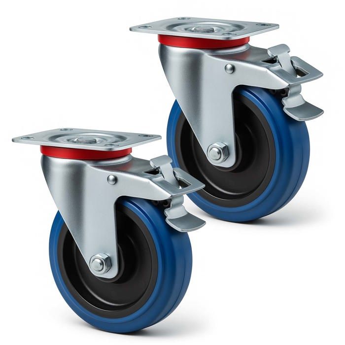 Kit De 2 Roulettes Fixes Lourdes 160mm - Charge Max 300kg - Pour Meubles Et Transport