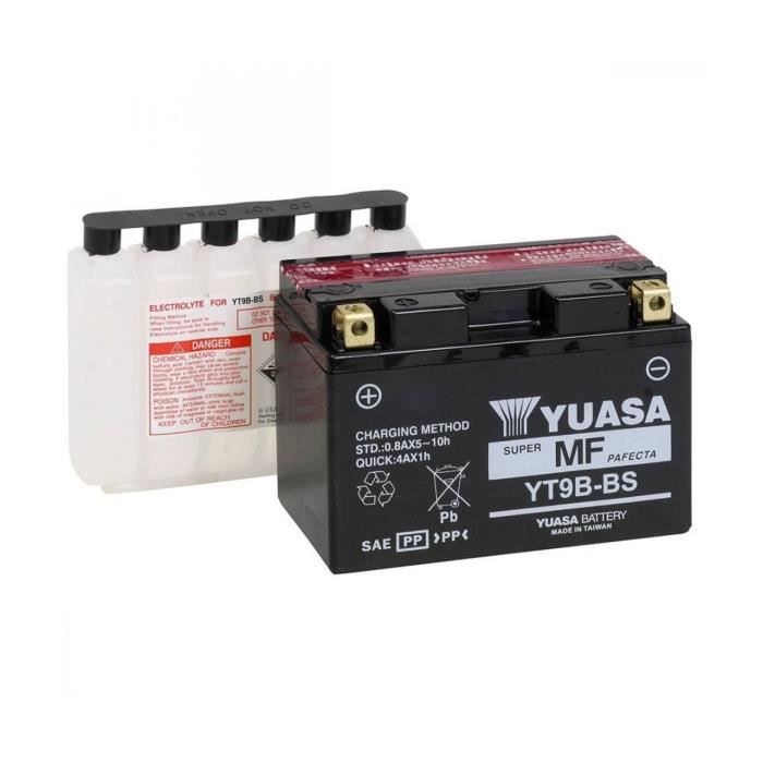 Batterie moto YUASA YB4L-B - 12V 4Ah avec pack acide. Neuve, en stock