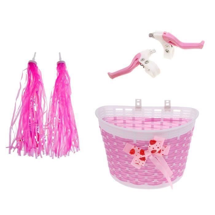 Panier De Vélo Pour Enfants - Plastique Rose Avec Autocollants, Facile à Fixer Au Guidon, 20x15x13 Cm