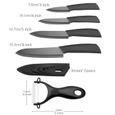 5pcs/Set Couteau en céramique , Ensembles de couteaux de cuisine Couteaux chef pour Couper Fruits Légumes Viande Noir-1