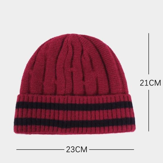 Bonnet D'hiver Doublé Polaire - Tricot Extensible, Unisexe, Pour Activités Plein Air, Noir
