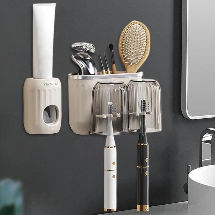 SUPPORT MURAL POUR Brosse Dents Dentifrice Porte-gobelets Rangement