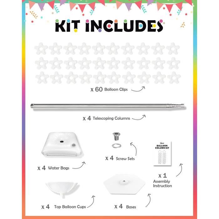 TEKXYZ Ensemble de supports télescopiques pour ballons de 2 pièces, 45,7 cm à 2,13 m - Support télescopique en métal réglable pour décorations de fête TEKXYZ Ensemble de supports télescopiques pour ballons de 2 pièces, 45,7 cm à 2,13 m - Support télescopique en métal réglable pour décorations de fête