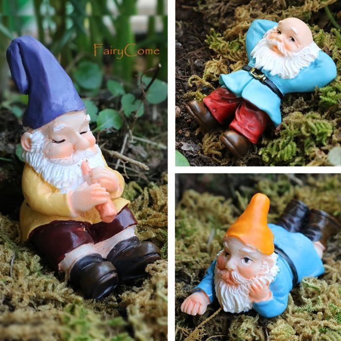 Ensemble de 6 pièces Statue de Gnomes de jardin, Figurines amusantes, nains, décoration