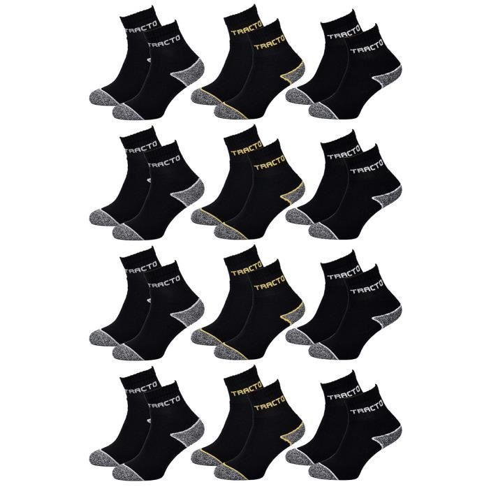10 Paires Chaussettes De Travail Homme SOXCO - Quarter Socks Robuste Lot De 10