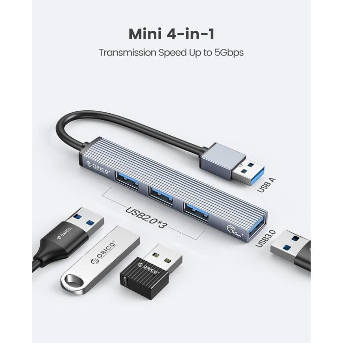 Mini hub USB 3.0, hub USB 3.0, hub 2.0, Station Adaptateur USB, hub de ...