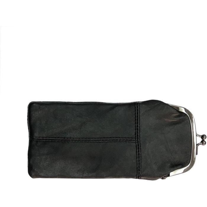 Porte-Monnaie Femme Cuir Véritable Agneau Souple LOLUNA - Fermoir Clic Clac Rouge