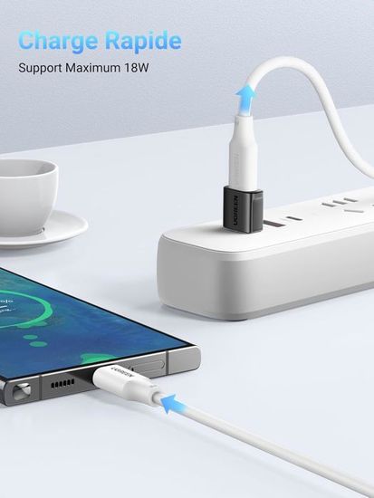 Adaptateur USB-C Femelle Vers USB 3.2 Mâle - Transfert Données 10 Gbit/s, Charge Rapide 120 W