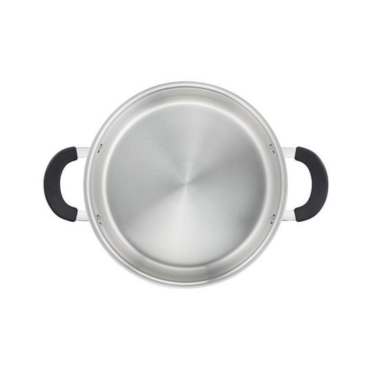 Lagostina Accademia Lagofusion Casserole Fonda Avec 2 Poignées Et Couvercle, Acier Inoxydable, Argent, 22 Cm