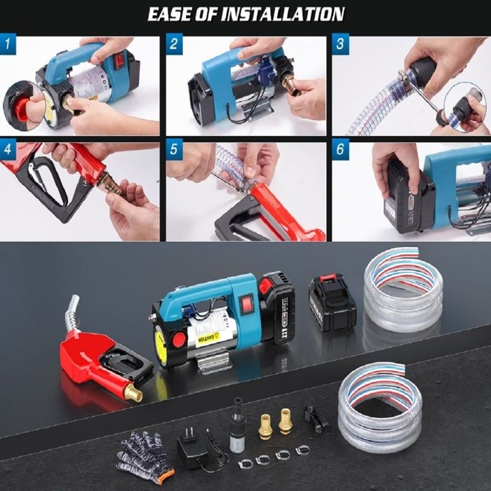 Taskstar Pompe à Gasoil Sans Fil 45L/min – 21V Batterie 4000mAh, Arrêt Auto, Portable Pour Diesel & Kérosène