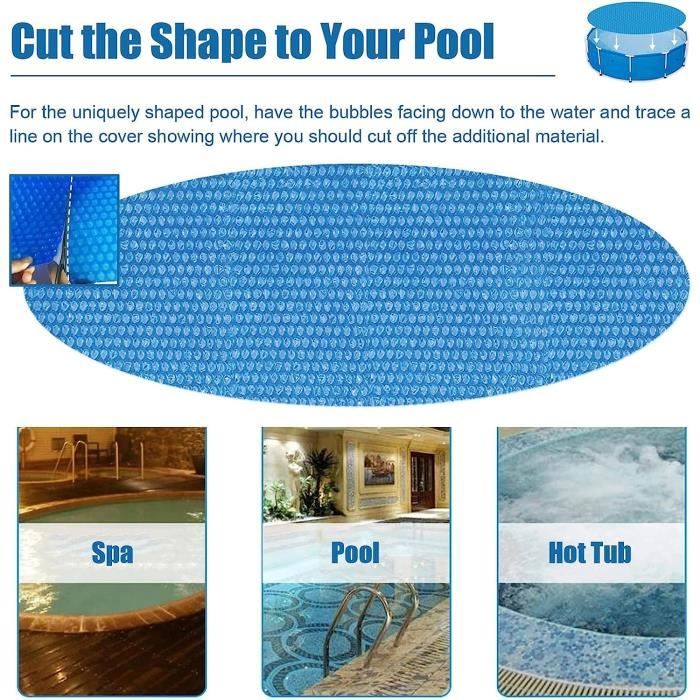 Couverture Solaire Piscine - Bâche à Bulles Isolante | Film Thermique PE Pour Piscine Hors Sol Ou Creusée | Résistant Aux UV, Taille Sur Mesure