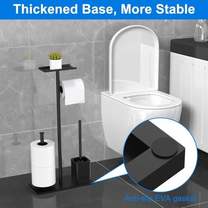 Porte Papier-toilette Sur Pied Avec Brosse En Métal Noir Soacha - Toute l'offre WC
