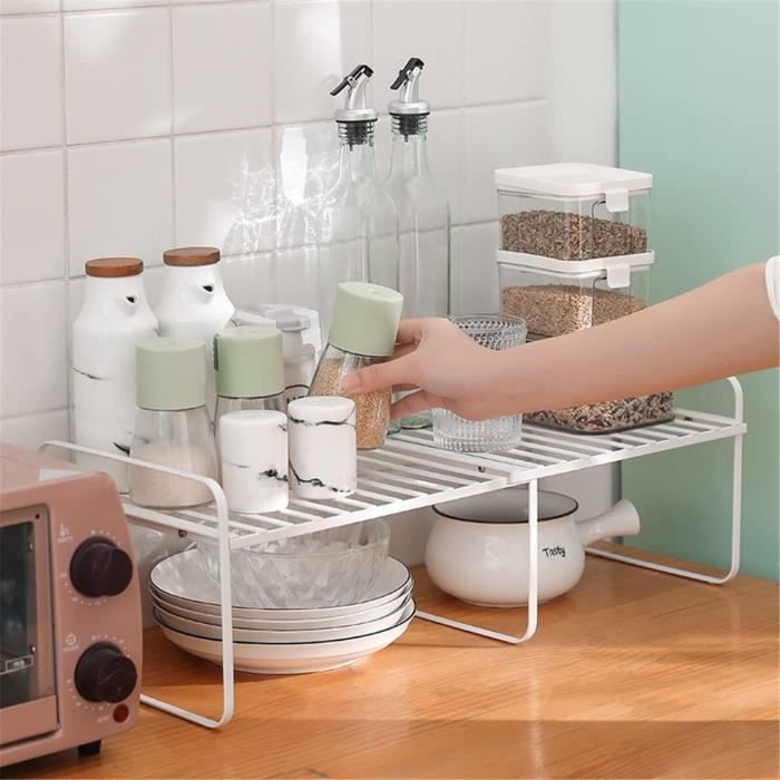 Organisateur Placard Acier - Étagère Superposable 31x28cm - Rangement Cuisine/SDB