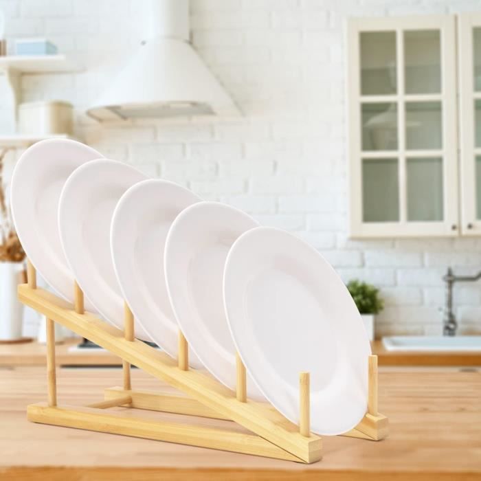 Étagère De Rangement Cuisine En Bois Naturel - Égouttoir à Assiettes & Tasses Multifonction - Gain De Place Sur Comptoir Ou Table