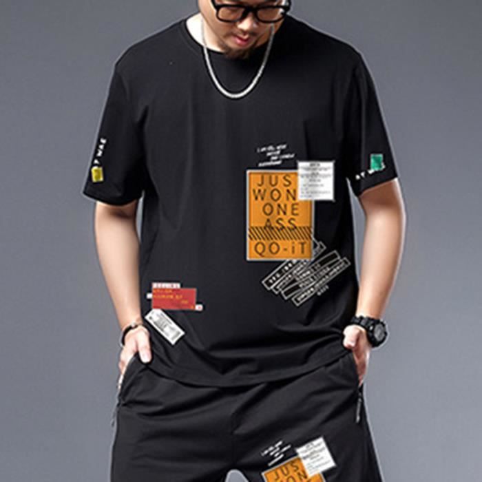 T shirt Homme Patchwork Grande Taille Entrainement Decontracte a la salle de Sport Tee T shirt ample Grandes Tailles T shirt Cdiscount Pret a Porter