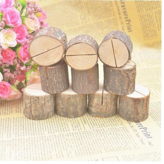 5pcs Natural Nom Lieu Porte-cartes rustique en bois Mariage Mini Tree Log Parti