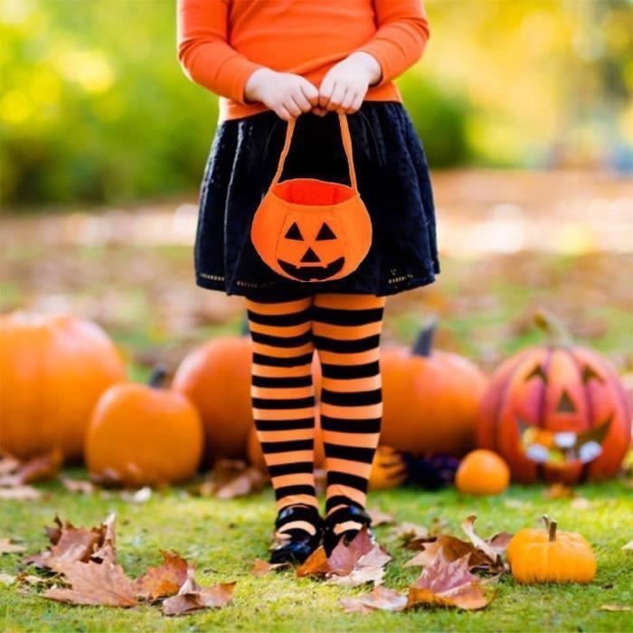 2 Sacs En Forme De Citrouille Halloween – Pour Bonbons Ou Cadeaux, Tissu Léger Avec Poignées