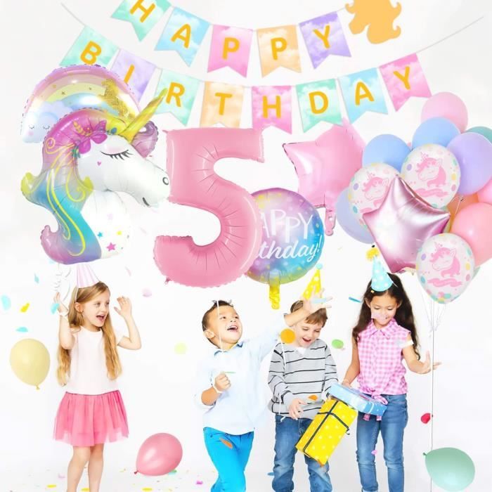 Set Ballons Unicorn - 5 Ans - Filles Pièces - Anniversaire Kinder
