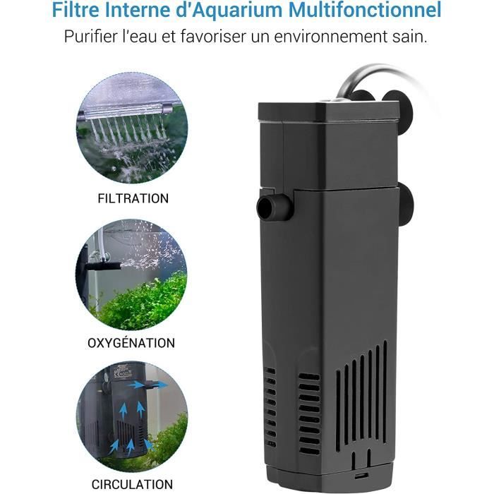Filtre Intérieur pour Aquarium 20L-60L, 3 W/4 W Réglable Pompe