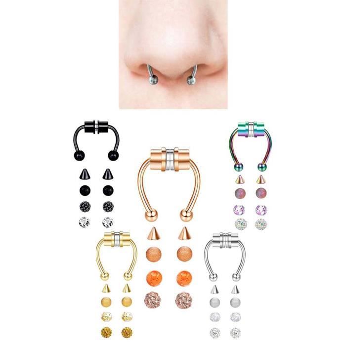 Lot De 6 Piercings Droits En Acier Inoxydable Anodisé Avec Boule Pour