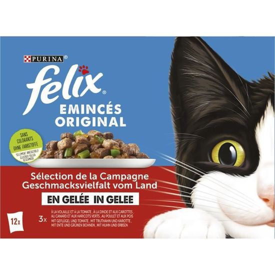 FELIX Emincés en Gelée Volaille-Légumes - 12 x 85 g - Sachets fraîcheur pour  chat adulte - Cdiscount