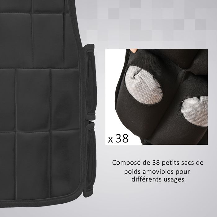Gilet Lesté 20kg Réglable – Sans Poids – Livraison Gratuite