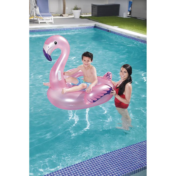 Flotteur Géant Flamingueo Flamant Rose Matelas Gonflable Piscine - Design Transparent Paillettes 183x106x18cm