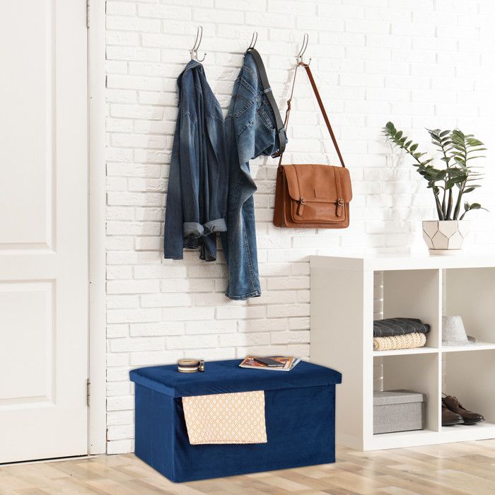 Banquette De Rangement Velours Relaxdays - Coffre à Assise Matelassée 80L, 38x77x39 Cm, Crème