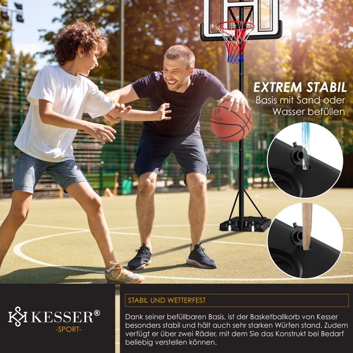Panier De Basket Enfant VEVOR – Hauteur Réglable 104-190 Cm, Base Remplissable, Ballons Et Pompe Inclus