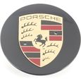 4 x centre de roue cache moyeu Porsche noir courbée 76mm logo couleur-0