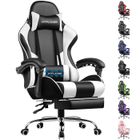 GTPLAYER Chaise Gaming Repose Pieds Coussin Lombaire de Massage Fauteuil de Bureau Ergonomique avec Accoudoir Synchronisé (Blanc)